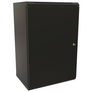 Шкаф Hyperline WRline WR-TW-2245-SR-RAL9004 настенный 19-дюймовый (19"), 22U, 1086x600х450мм, цельнометаллическая дверь с замком, цвет черный (RAL9004) (разобранный)