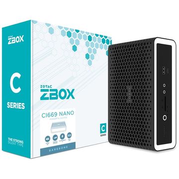 Платформа системного блока с ЦПУ Zotac ZOTAC ZBOX NANO, SFF, FANLESS, i7-1355U, 2 DDR5 SODIMM, M.2 SSD, 2.5" SATAIII BAY, 2 GLAN, WIFI, BT, USBDRV, DP/HDMI, EU+UK PLUG