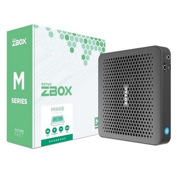 Мини ПК ZOTAC ZBOX MI668, Barebone,
Intel i7-1360P, 2x DDR5-5200/4800 SODIMM, M.2 SSD SLOT, 2x GLAN, WIFI, BT, USBDRV, DP/HDMI, EU+UK PLUG
